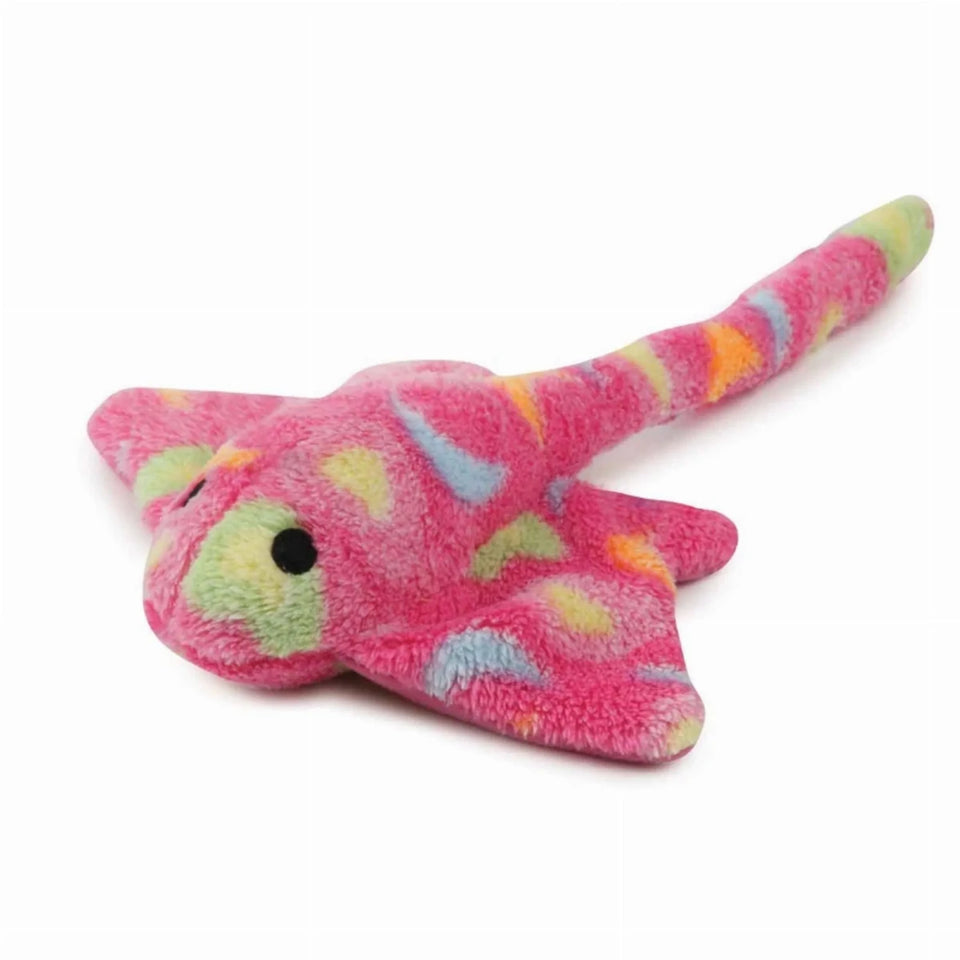 Zanies Sea Charmer Stingray Plush Dog Toy - Blue, Orange & Pink, view 7