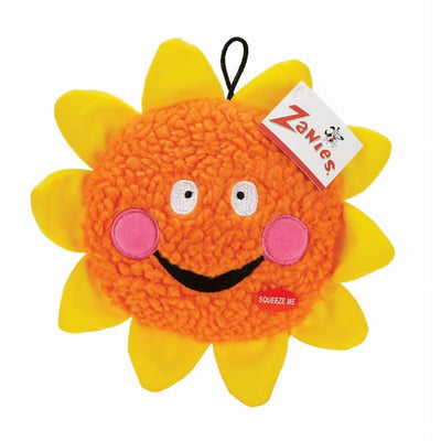 ZA Smiling Dog Toy Sun, 8 in Orange/Yellow