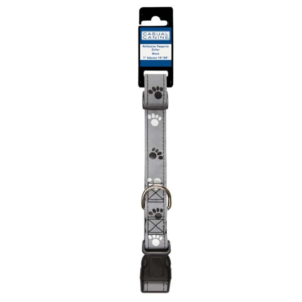 CC Reflect Pawprint Dog Collar 10-16 in Black, view 2