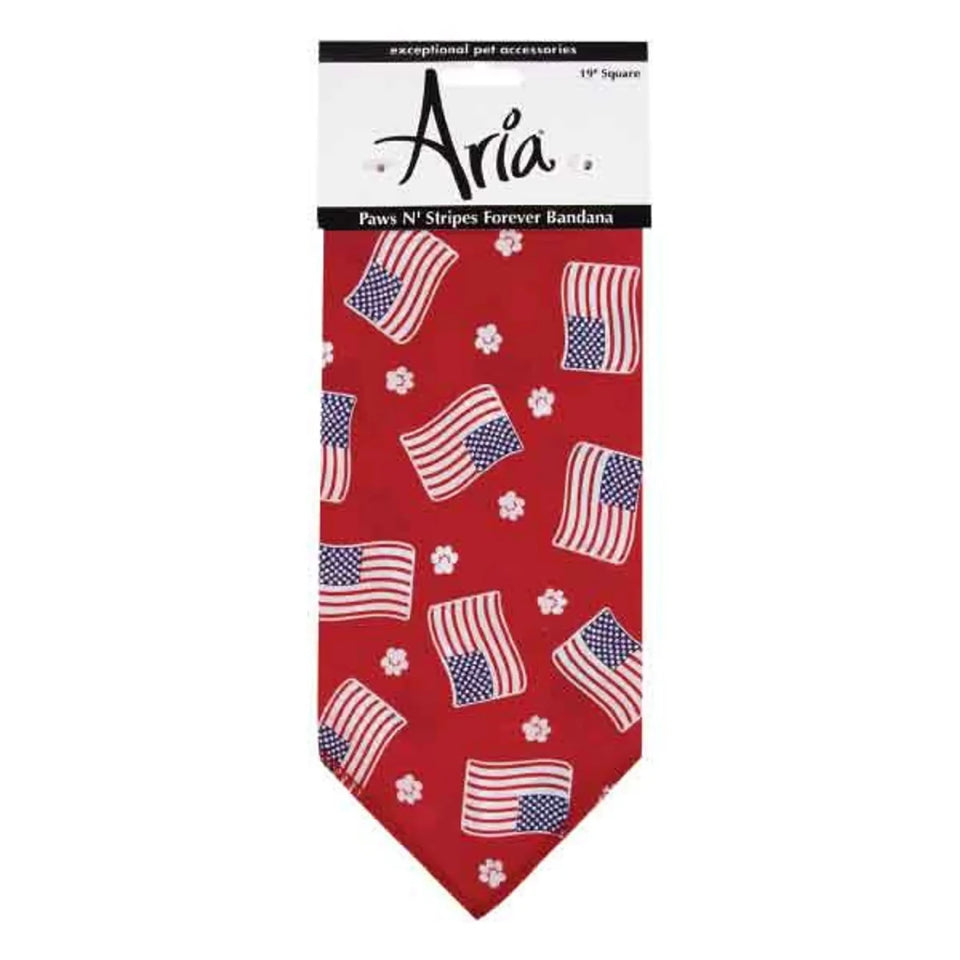 AR Paws N Stripes Forever Bandana Red - Pets Perfect