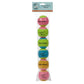 DG Tennis Ball 6Pk Multi colorful pink, green, blue, and yellow tennis balls for dogs in clear packaging