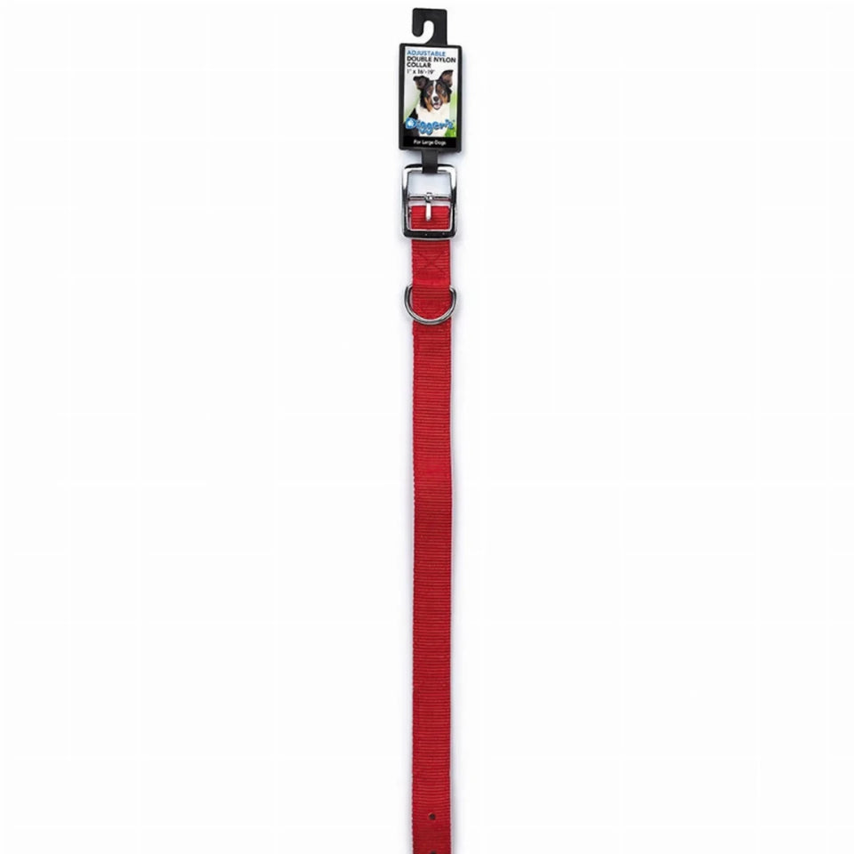 Diggers, 1 in Dbl Nylon Dog Collar, 18 in Red, view 2