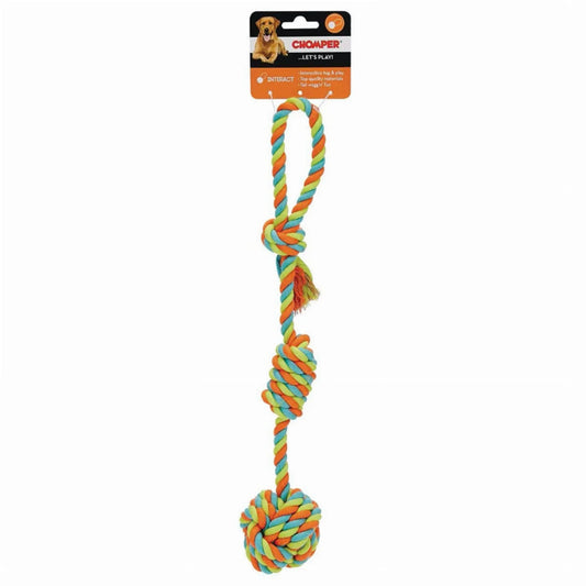 Chomper Rope Fist Tug Dog Toy - Knotted Cotton Tug-of-War Toy - Dental Health & Interactive Play