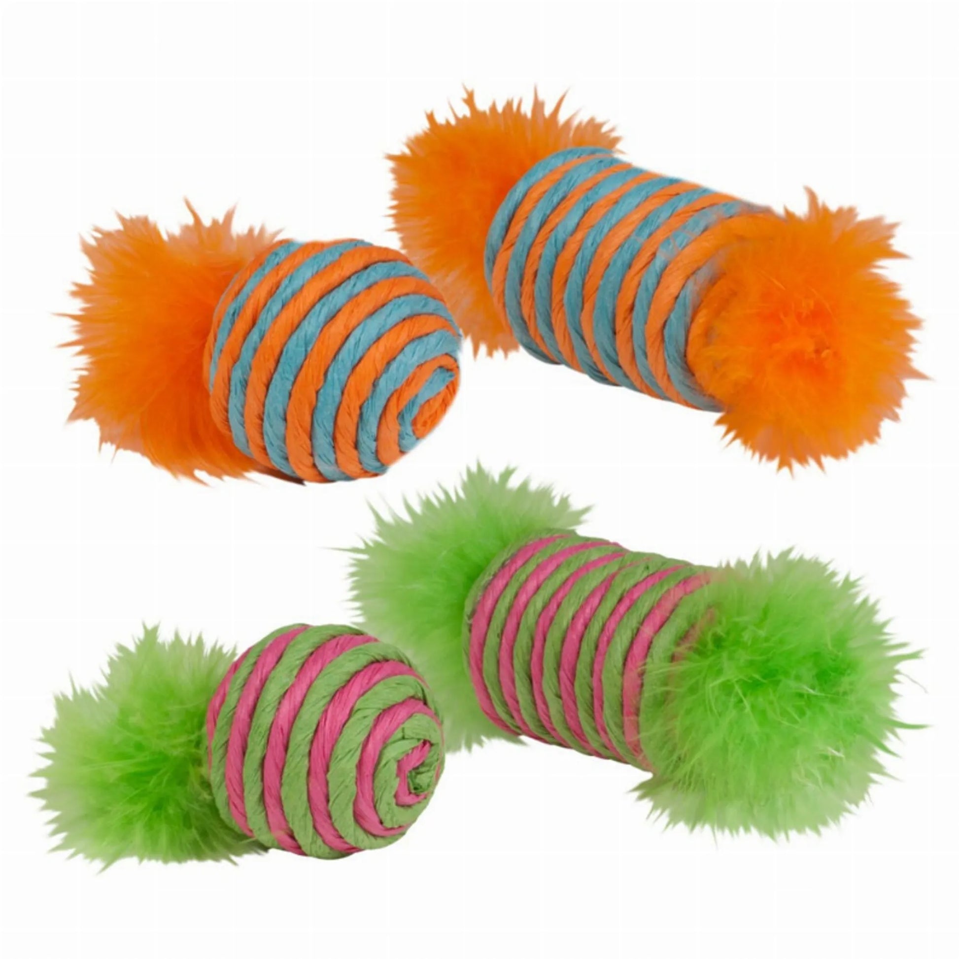 KB Raffia Spool & Ball with Feather 2pk - Pets Perfect