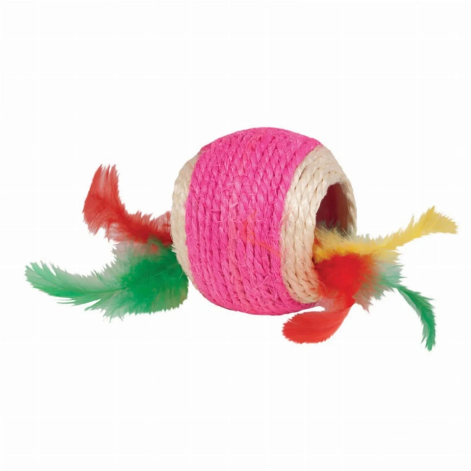 KB Jute Ball With Feather Middle - Pets Perfect
