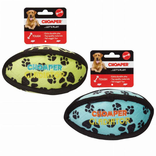 Chomper Gladiator Tuff Football Dog Toy - Durable TPR Fetch & Chew Toy - Textured Grip