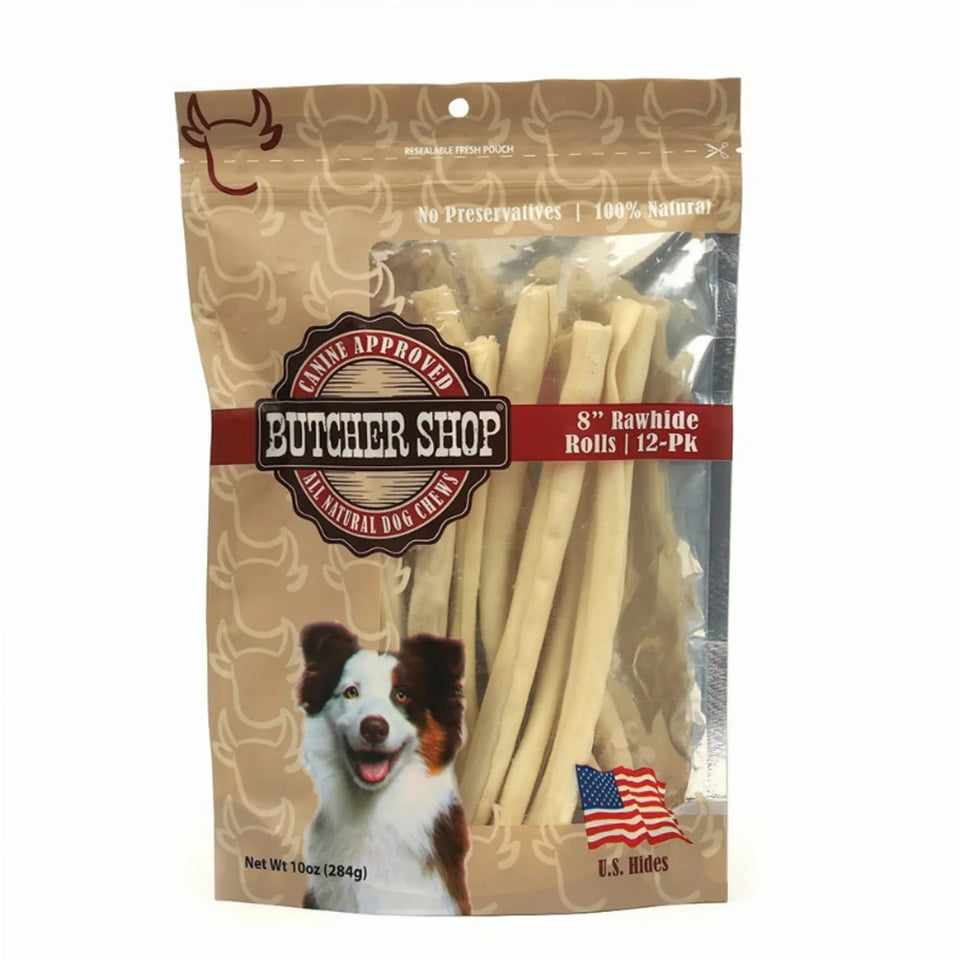 12 ct 8 in Natural Rawhide - Pets Perfect