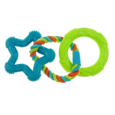 CHP 3 ring TPR Rope Dog Toy Star Blue