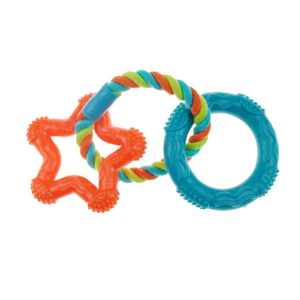 CHP 3 ring TPR Rope Dog Toy Star Blue, view 3