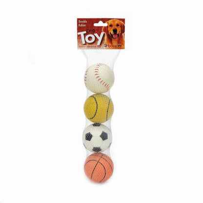 4 Pk Rubber Sports Themed - Pets Perfect