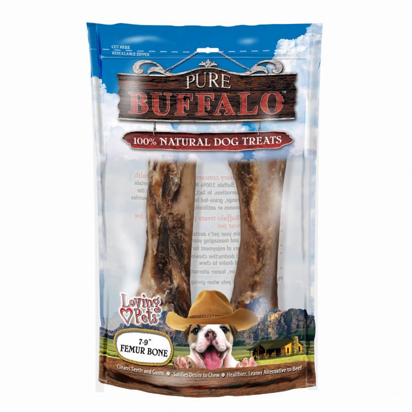 Loving Pets Meaty Femur Bone Dog Treats - Natural Long - Lasting Chew Bones for Dogs 4 - 6 Inch (2 Pack) - Pets Perfect