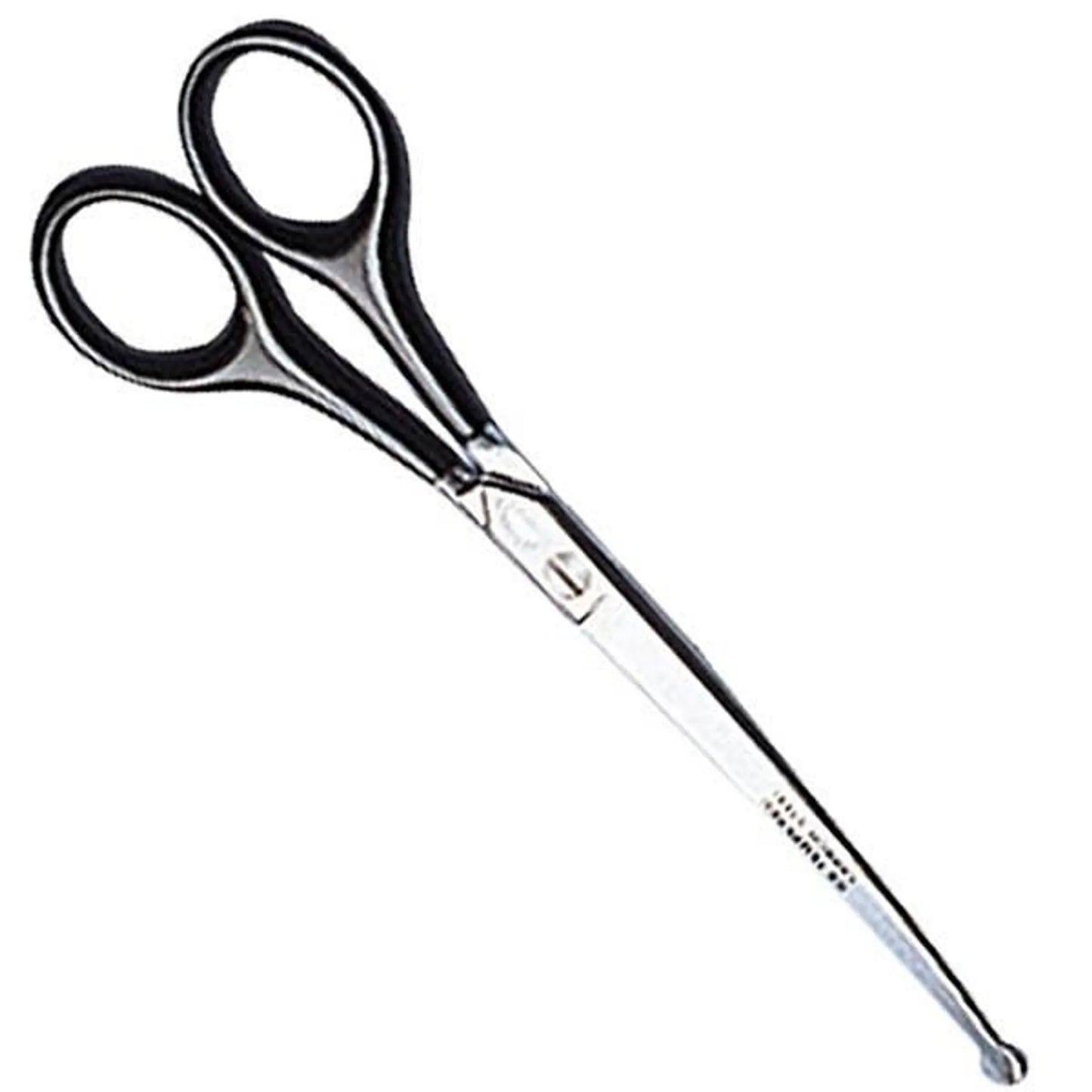 DB 11B Shear with Ball Tip Curv 6.5In pet grooming scissors with black handles for precise trimming and safety.