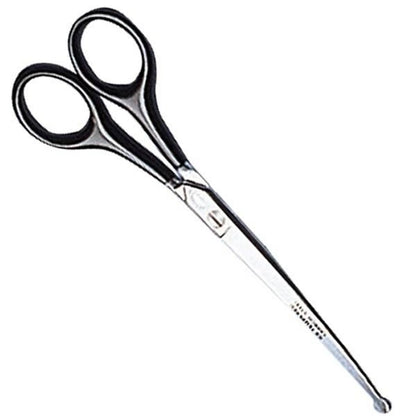 DB 11B Shear with Ball Tip Curv 6.5In pet grooming scissors with black handles for precise trimming and safety.