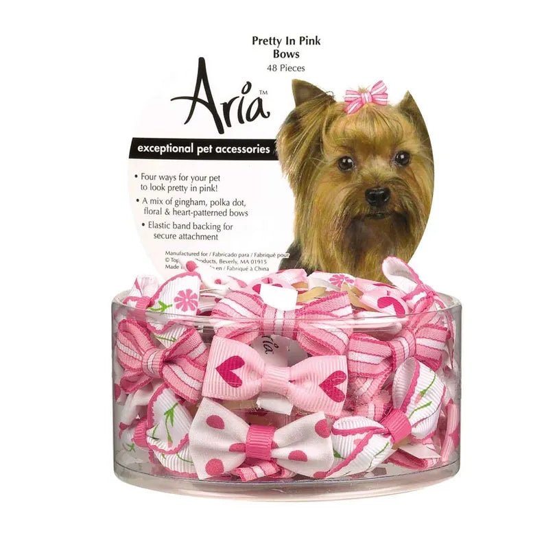 AR Pretty in Pink Bow Canister 48Pc - Pets Perfect