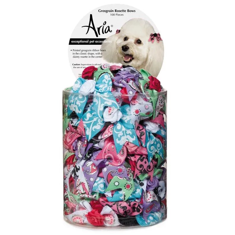 AR Grosgrain Rosette Bows Canister 100PC - Pets Perfect