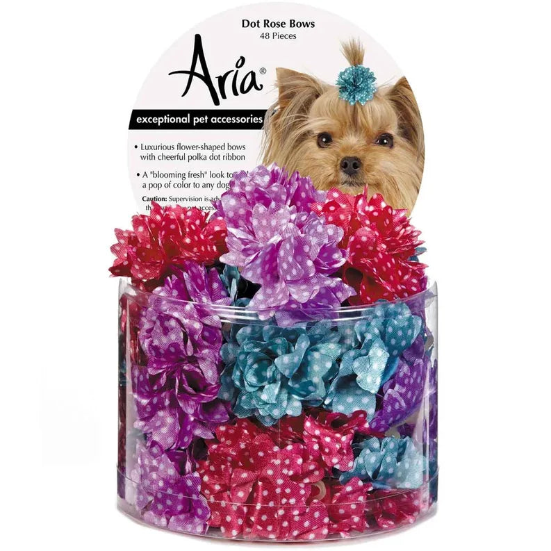 AR Dot Rose Bows Canister 48PC