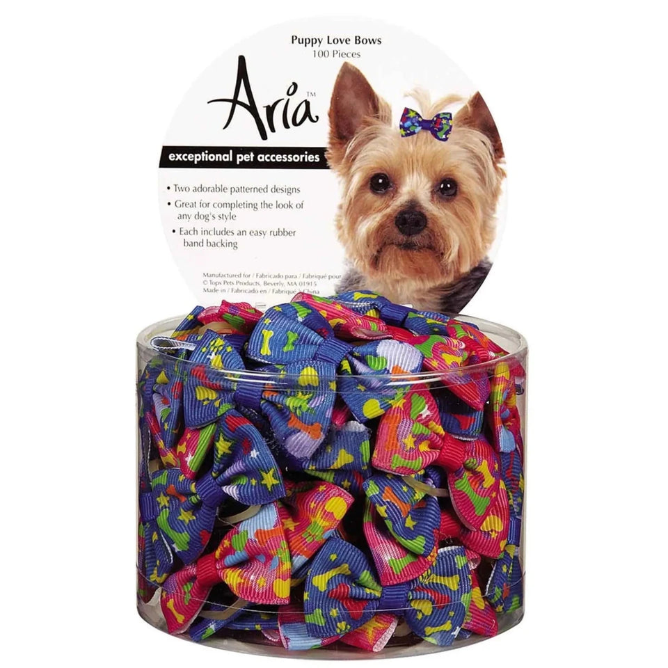AR Puppy Love Bow Canister 100Pc - Pets Perfect