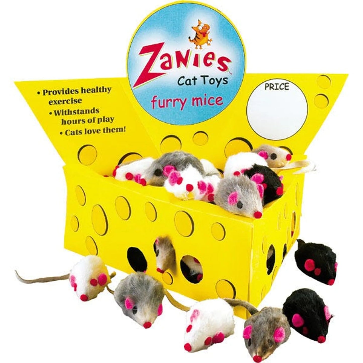 Cat Fur Mice Toys - Cheese Wedge Display Box 60 Pieces for Retail Merchandising