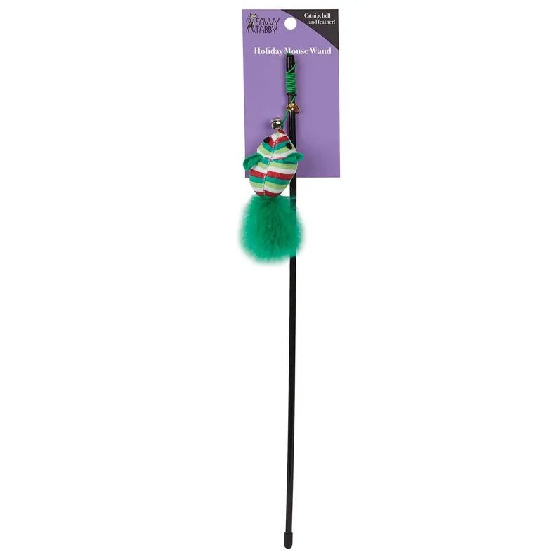 Savvy Tabby Holiday Mouse Wand - Pets Perfect