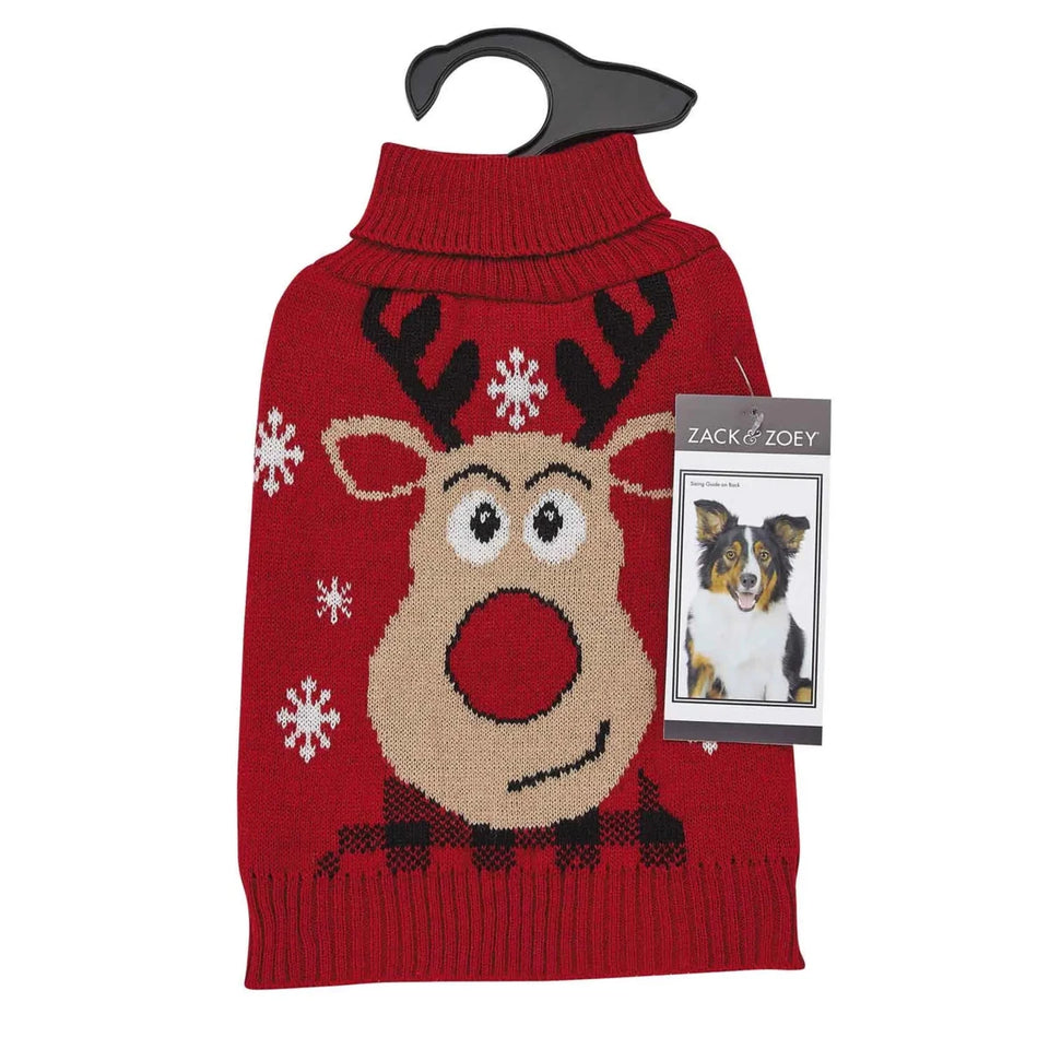 ZZ Red Reindeer Sweater Large - Pets Perfect