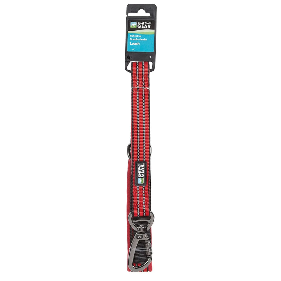 GG Reflect Dbl-Handle Dog Leash Red 6 ft - Pets Perfect