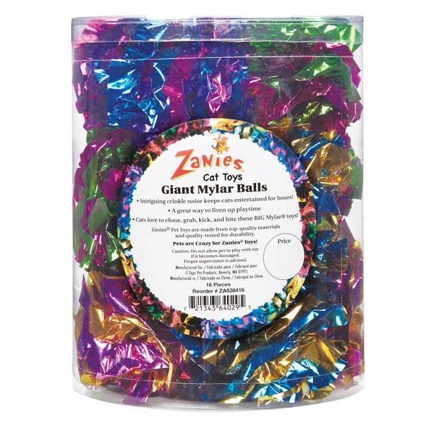 ZA Giant Mylar Ball Canister 16Pc - Pets Perfect