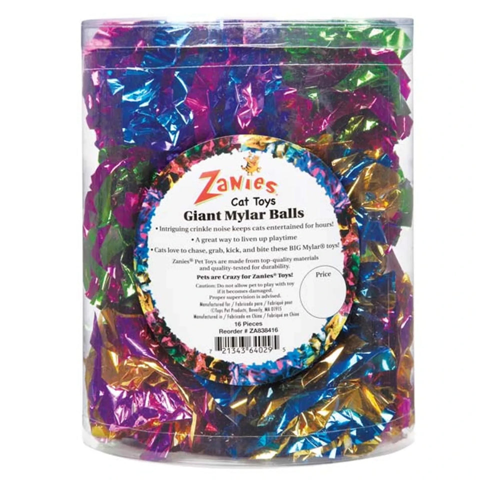 ZA Giant Mylar Ball Canister 16Pc - Pets Perfect