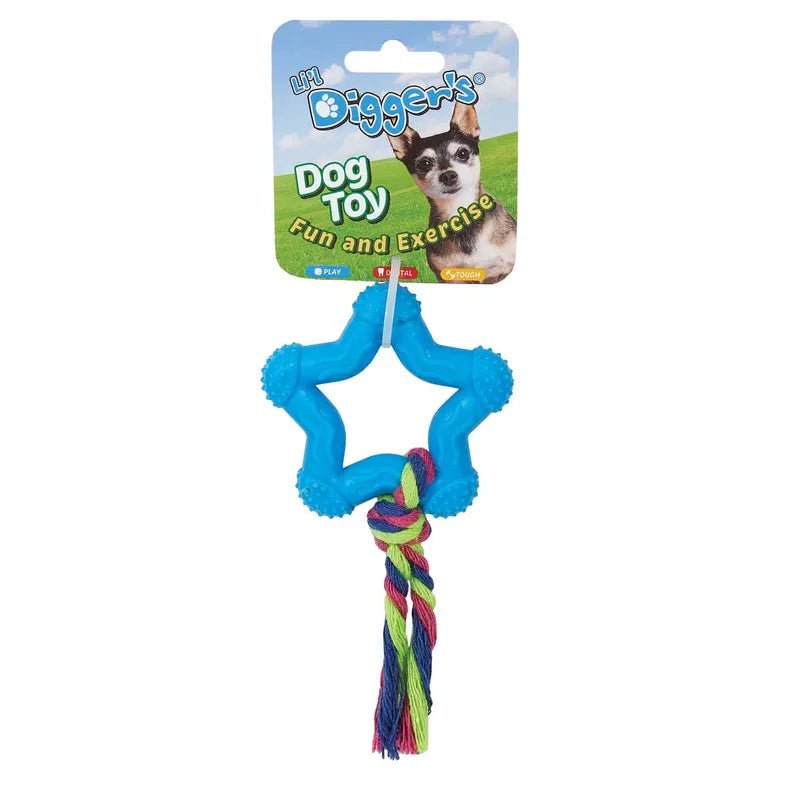 DGR TPR Star and Rope Dog Toy Blue - Pets Perfect