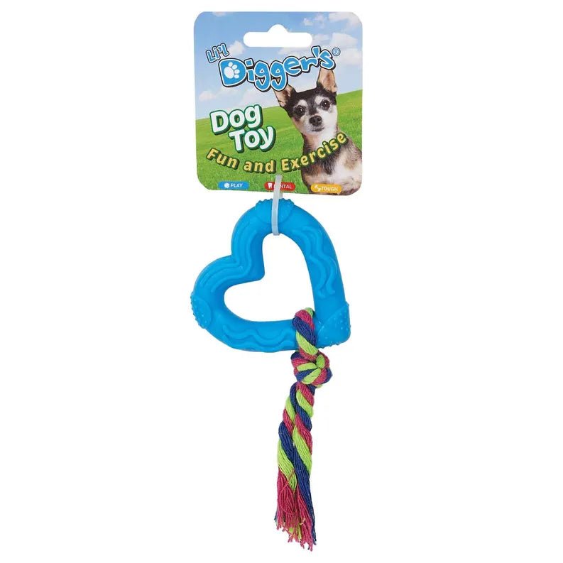 DGR TPR Heart and Rope Dog Toy Blue - Pets Perfect