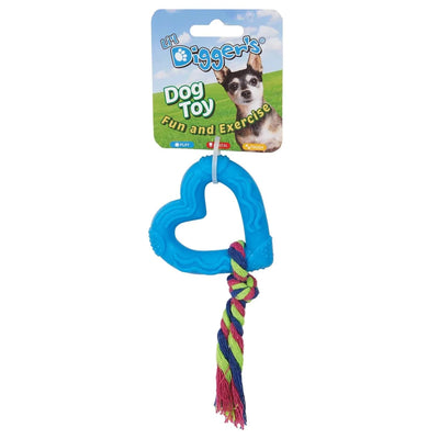 DGR TPR Heart and Rope Dog Toy Blue - Pets Perfect