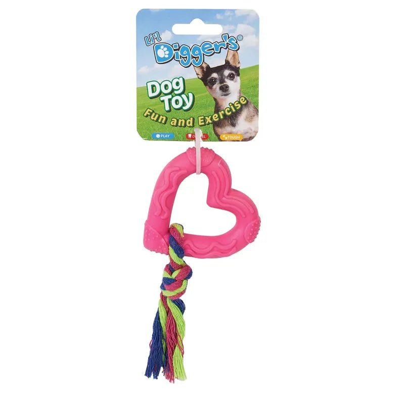 DGR TPR Heart and Rope Dog Toy Pink - Pets Perfect