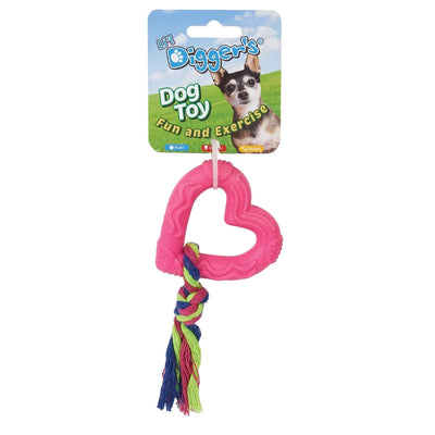 DGR TPR Heart and Rope Dog Toy Pink - Pets Perfect