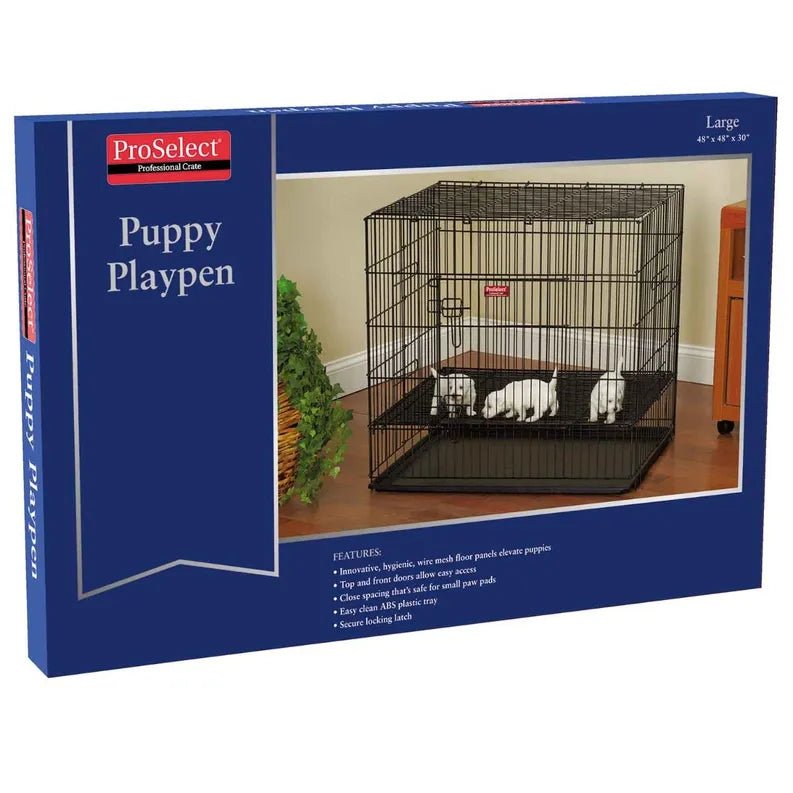 PS Puppy PlayPen with Plastic Pan Large Blk - Pets Perfect