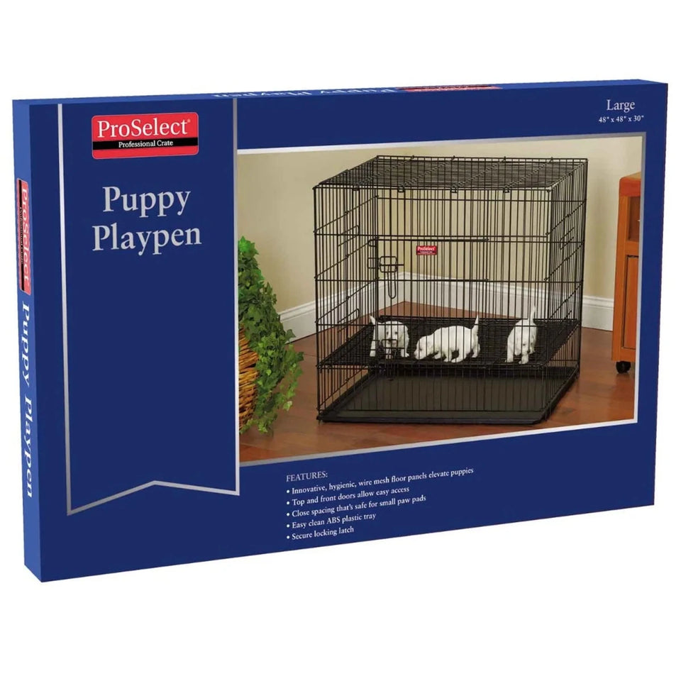 PS Puppy PlayPen with Plastic Pan Large Blk - Pets Perfect