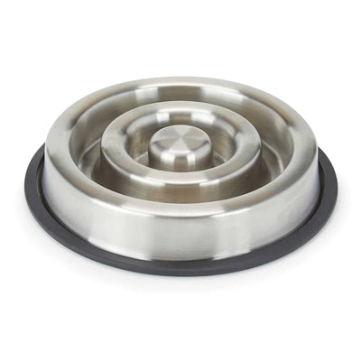 Proselect Heavy-Duty Stainless Steel Slow-Feeder Dog Bowl Small - Pets Perfect