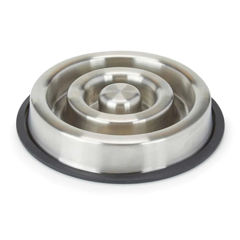 Proselect Heavy-Duty Stainless Steel Slow-Feeder Dog Bowl Small - Pets Perfect