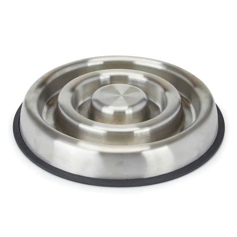 Proselect Heavy Duty Stainless Steel Slow Feeder Dog Bowl Large