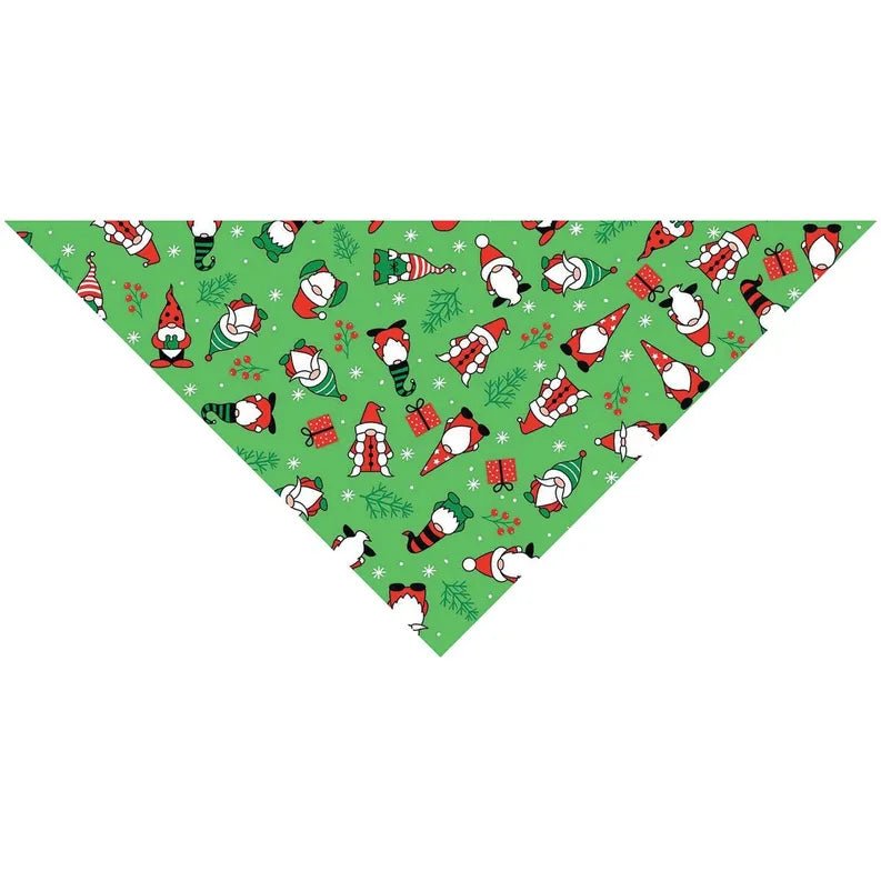 Holiday Gnomes Dog Bandana - Green, Seasonal Pet Bandana - Pets Perfect