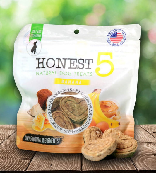 Honest5 Natural Dog Treats - Homemade Banana Peanut Butter Biscuits with Honey & Egg - 12 lbs Bulk Pack
