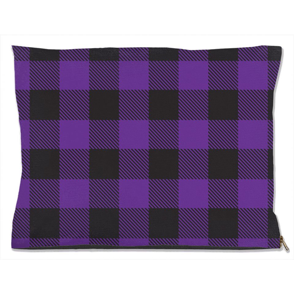 Buffalo Plaid Purple Dog Bed, Water Resistant/18x28 inch