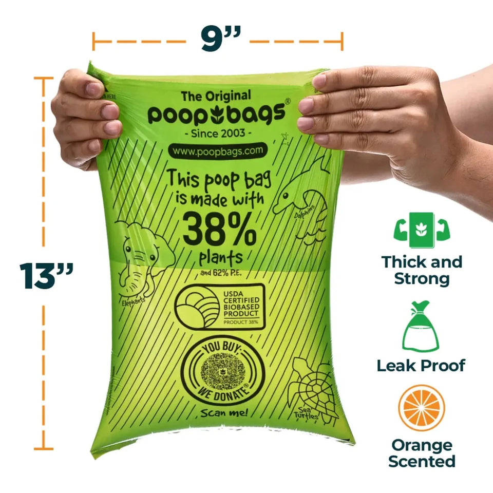 The Original Poop Bags Orange Scented USDA Biobased Rolls - Pets Perfect