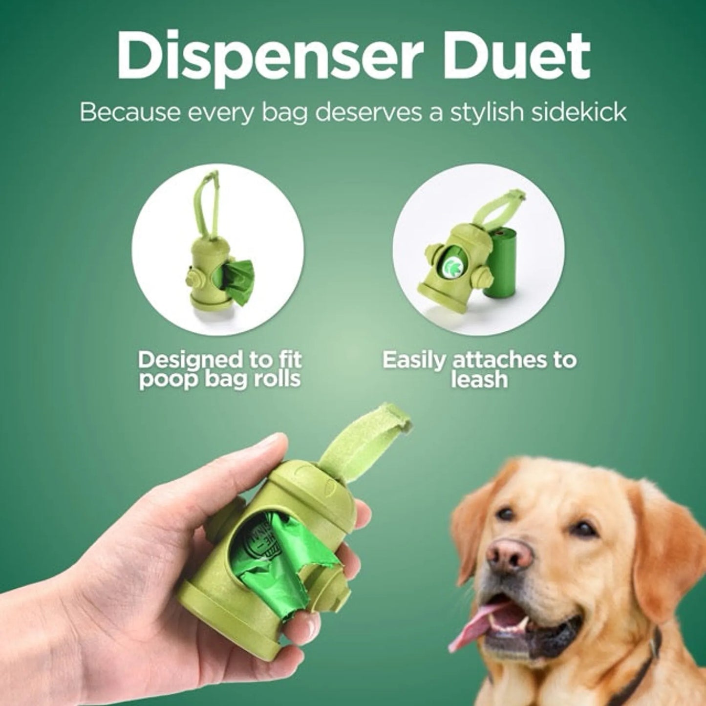 The Original Poop Bags Hydrant Dispenser - Fire Hydrant Leash Attachment - Includes 15 Bags