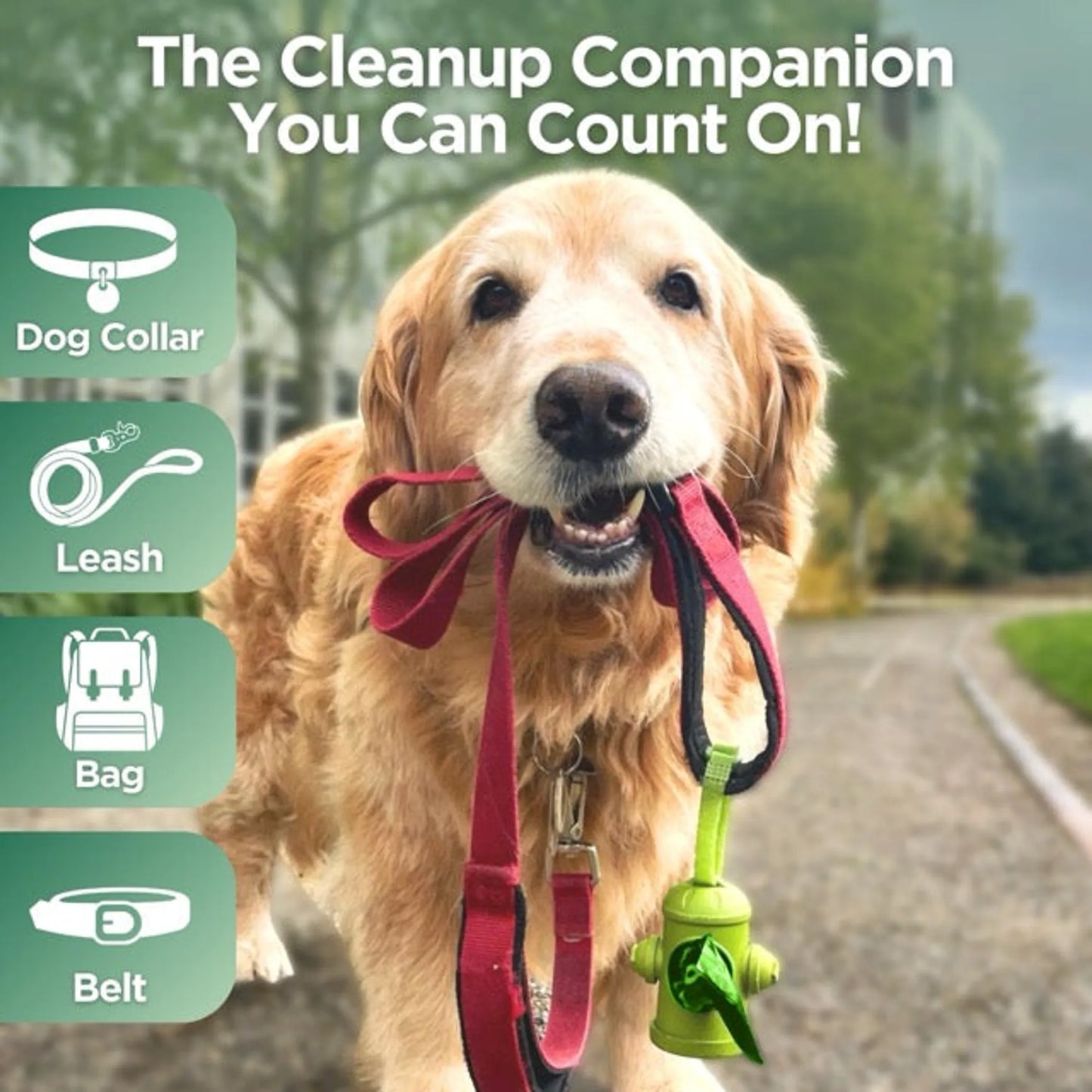 The Original Poop Bags Hydrant Dispenser - Fire Hydrant Leash Attachment - Includes 15 Bags