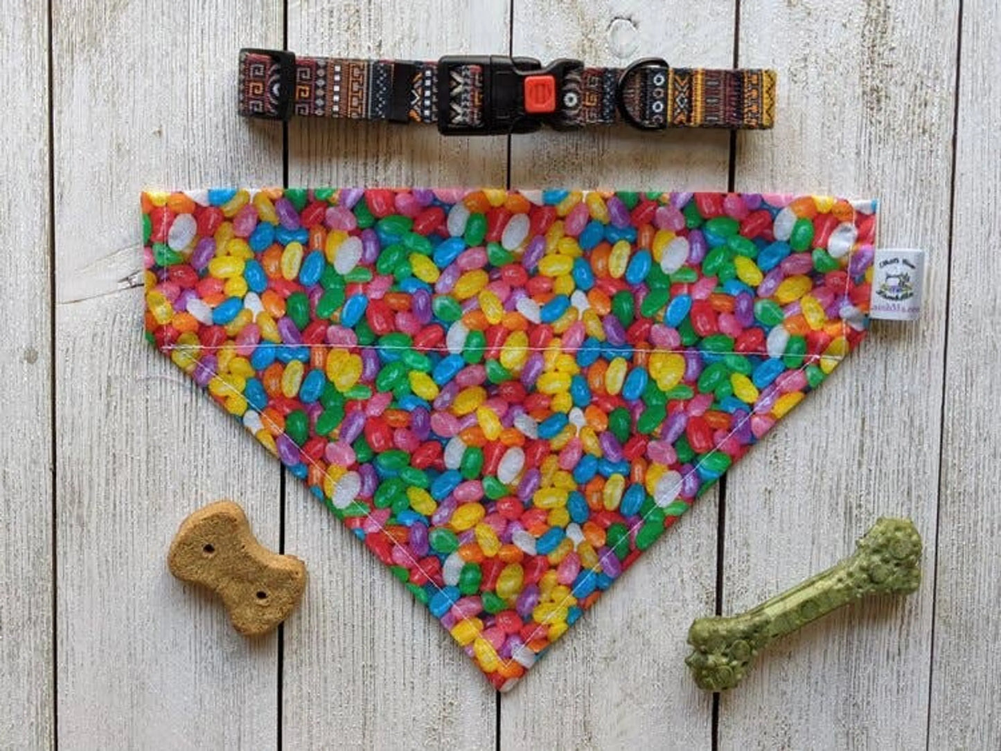 Halloween Dog Bandana Over Collar - Handmade Slide-On Pet Bandana for Dogs