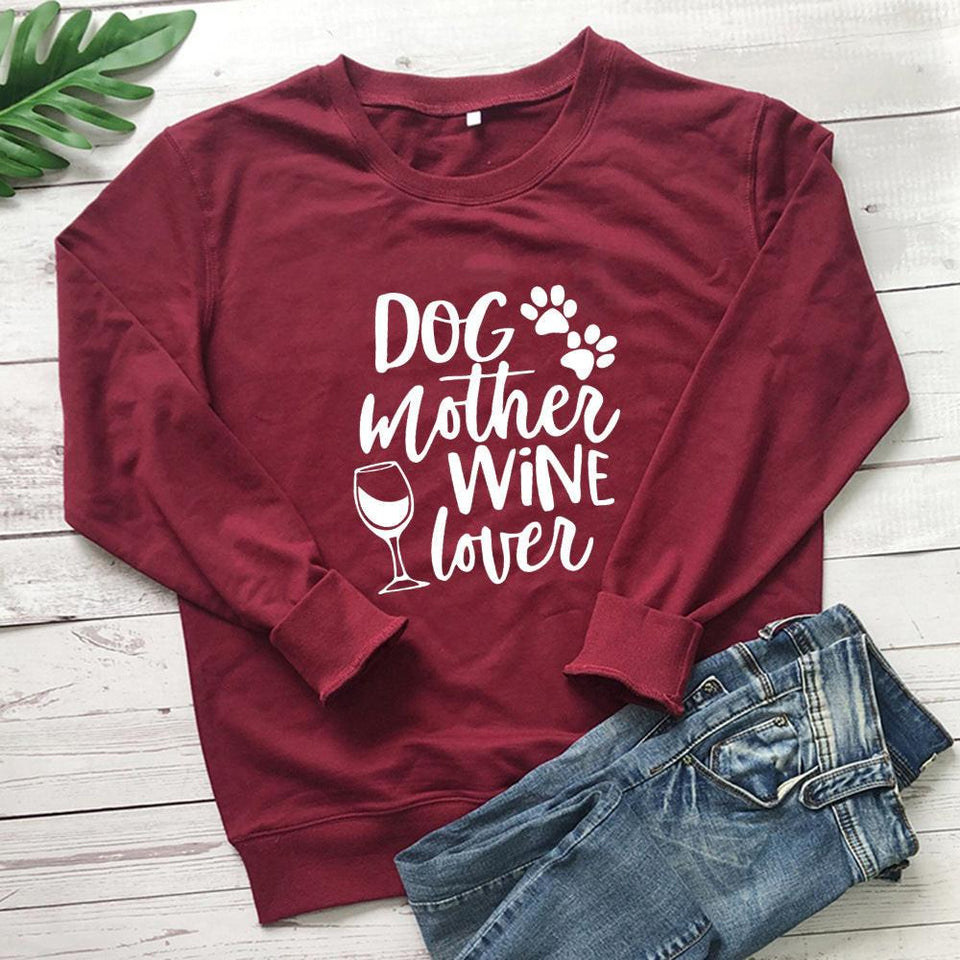 Dog Mom Wine Lover Sweatshirt - Fur Mama Gift for Dog Lovers, Black, view 2