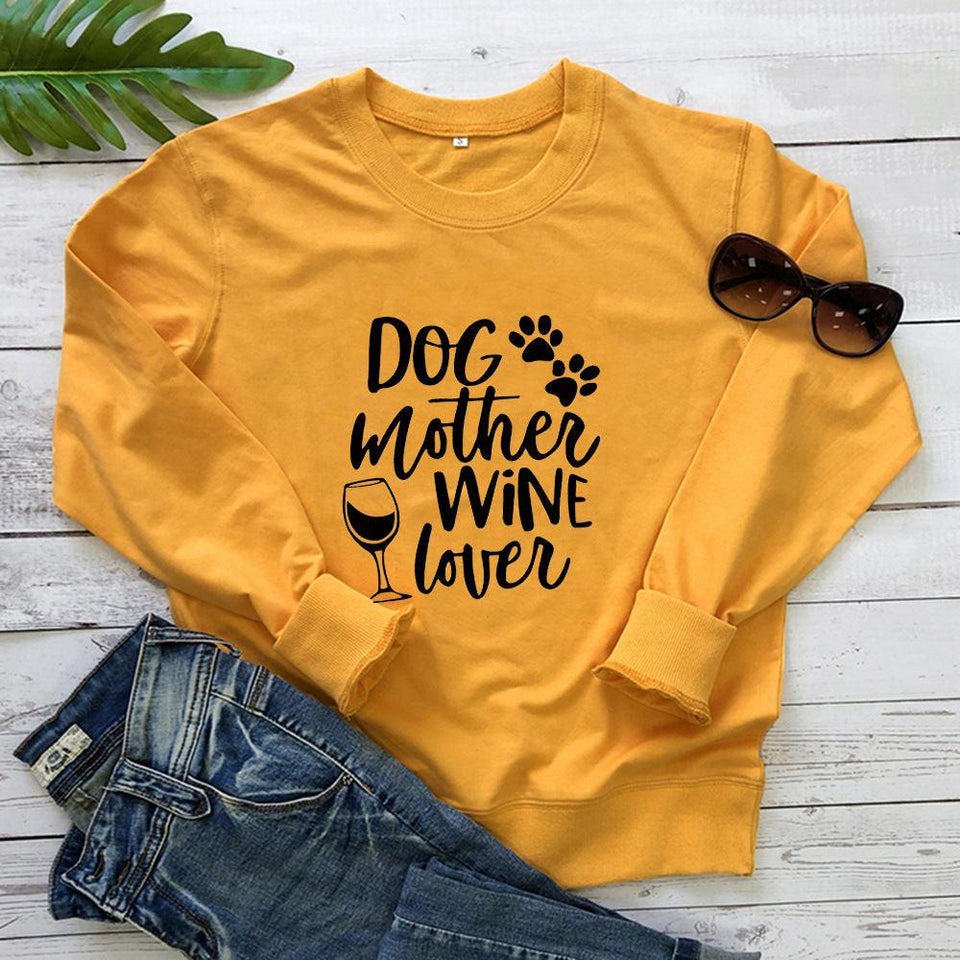 Dog Mom Wine Lover Sweatshirt - Fur Mama Gift for Dog Lovers, Red, view 5
