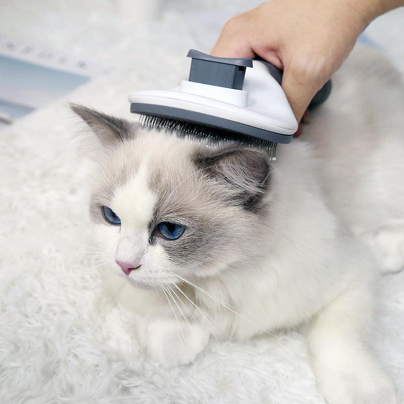 Dog Hugs Cat Self - Cleaning Cat Grooming Comb - Stainless Steel Fine Needle Comb for Cats - Pets Perfect