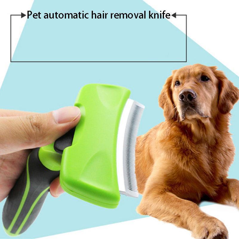 Dog Hugs Cat Pet Hair Wizard - Arc Blade Deshedding & Trimming Comb for Dogs - Pets Perfect