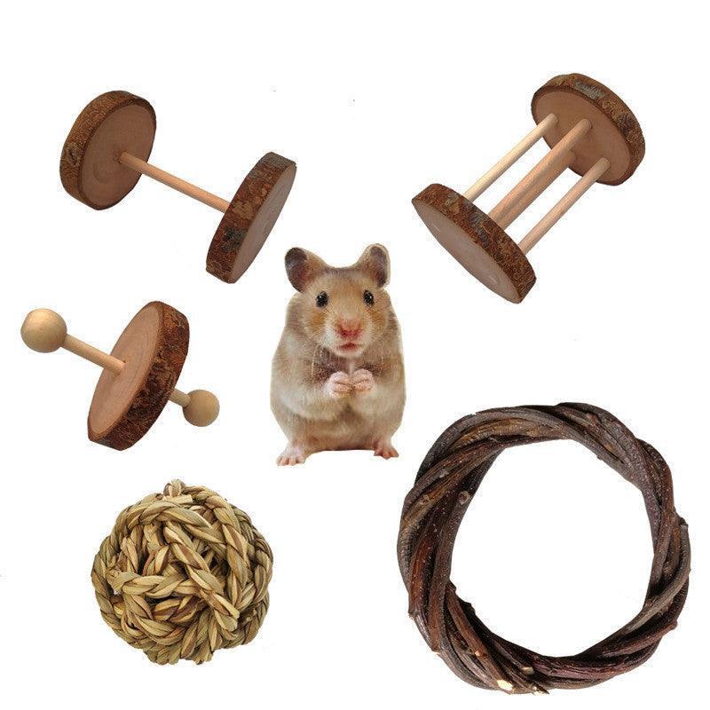 Natural Wood Play Molar Toy Set For Hamsters, Rabbits, And Birds.
