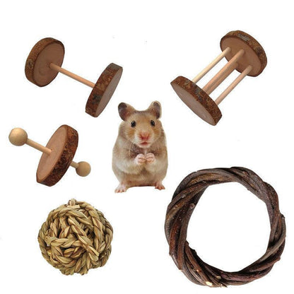 Natural Wood Play Molar Toy Set For Hamsters, Rabbits, And Birds.